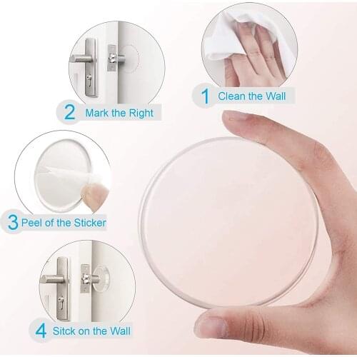 3PCS Door Knob Wall Shield Transparent Adhesivesticky Door Stopper Protector Premium Mute Shock Absorbent Rubber Handle Bumper