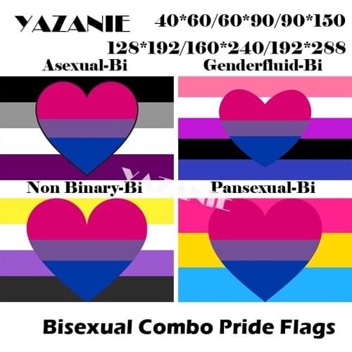 YAZANIE 128*192cm/160*240cm/192*288cm LGBT Asexual Genderfluid Non Binary Pansexual Bisexual Rainbow Car Hand Combo Pride Flags