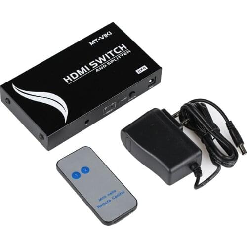 HDMI 2 in 4 out Splitter Switch Distributor Selector 1.4 Output the Same 3D 1080p IR Remote Conrol HD2-4