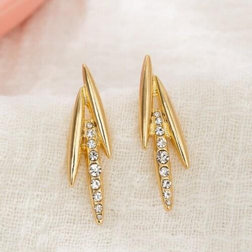 Jaeeyin 2021 Special Reed Grass Shape Wheat Charming Spiculate Jewelry Set White Glass Punk Style Stud Earrings Accessories Gift
