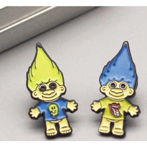 Classic Cartoon Anime Trippy Troll Brooch Pins Enamel Metal Badges Lapel Pin Brooches Jackets Jeans Fashion Jewelry Accessories