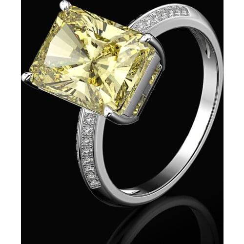 Classic Crystal Female Natural Yellow Topaz Ring 925 Sterling Silver Wedding Rings For Women Promise Love Big Engagement Ring