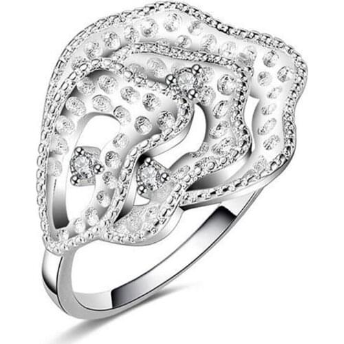 925 Silver Color Rings Crystal Compatible With European Fit Original Wedding Brand Ring Jewelry Christmas Gift #159