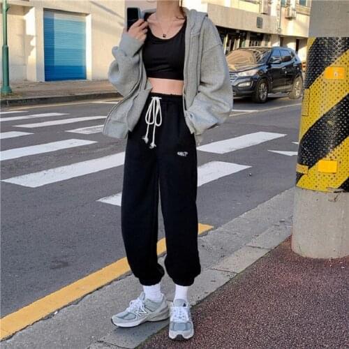 Korean womens sweatpants, large womens sports pants, new baggy fashion womens running fashion 2021 wide leg pants