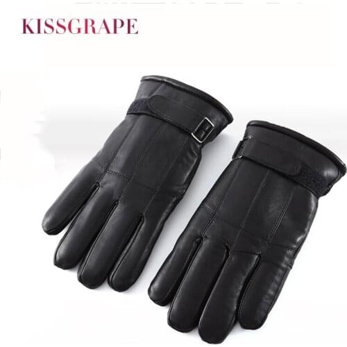 New Mens Winter Super Warm Genuine Leather Gloves Motorcycle Leather Gloves Thick Warterproof Gloves for Male