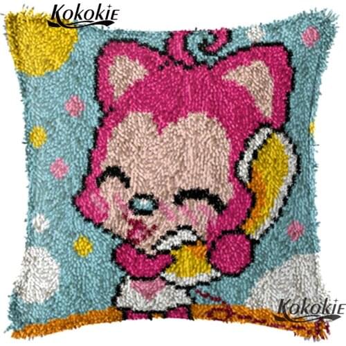Latch hook rug kits fox cartoon diy carpet Crocheting Kit Rug Yarn Handmade Unfinished Embroidery Pillowcase 3d Needlework