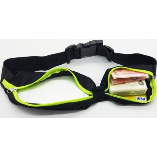 Nylon Waist Pack Double Pocket Waterproof Casual Traveling Running Sport Small Bag Belt Phone Bag for Women Men