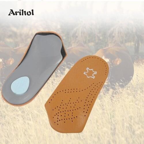 Premium 3/4 Cowhide Leather Orthotics Arch Support Insoles for Shoes Flat Feet Corrector Men Women Shoe Sole Heel Spur