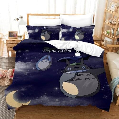 Hot Cartoon Totoro Cute Pattern Bedroom Decoration Adult Children Comfortable Duvet Quilt Cover Pillowcase Bedding Home Textile