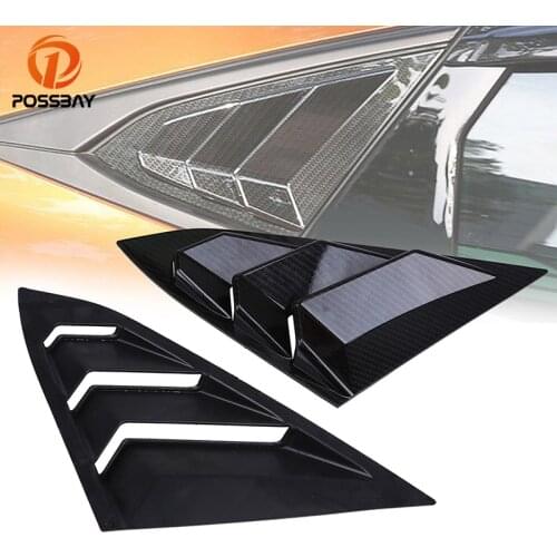 POSSBAY Auto Window Louver Fit for Honda Civic Sedan 2016-present ABS Rear Window Rear Window Panel Decoration Bonnet Vents