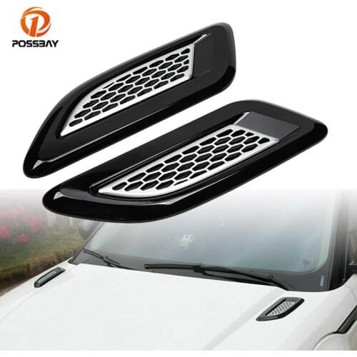 POSSBAY 2Pcs Car Hood Air Vent Outlet Wing Trim Stickers Exterior Trim Car Accessories for Land Rover Discovery 4 2010-2016