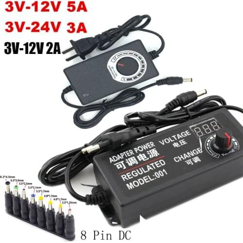 Adjustable AC to DC 3V-12V 3V-24V 9V-24V Universal adapter with display screen voltage Regulated power supply adatpor 3 12 24 v