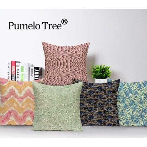 Geometric Cushion Covers Retro Farmhouse Home Decoration Pillows Case Sofa Pillow Cases Abstract Stripes Cushions Cover 45*45CM