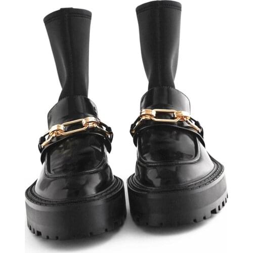 Boots Women New 2020 Shoes Round Toe Booties Ladies Flat Heel Black Mid-Calf Mid Calf Stockings