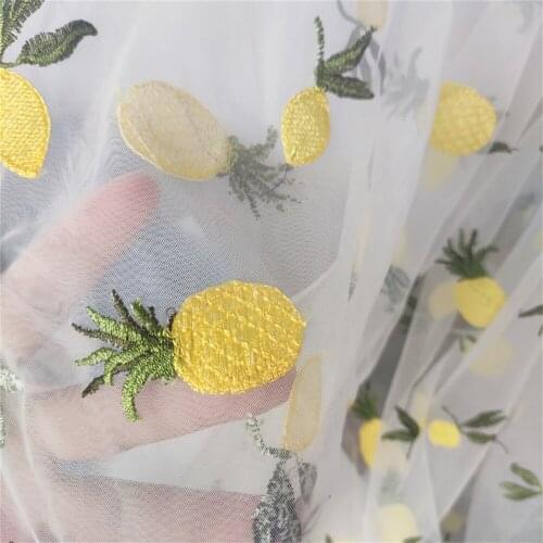 1yard/Pack Embroidery Pineapple Lemon Fruit Mesh Lace Fabric Cute DIY Children Dress Sewing Material Cloth V2739