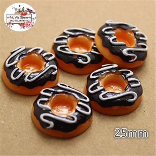 10PCS Chocolate donut Resin Flat back Cabochon Miniature food Art Supply Decoration Charm Craft DIY Accessories