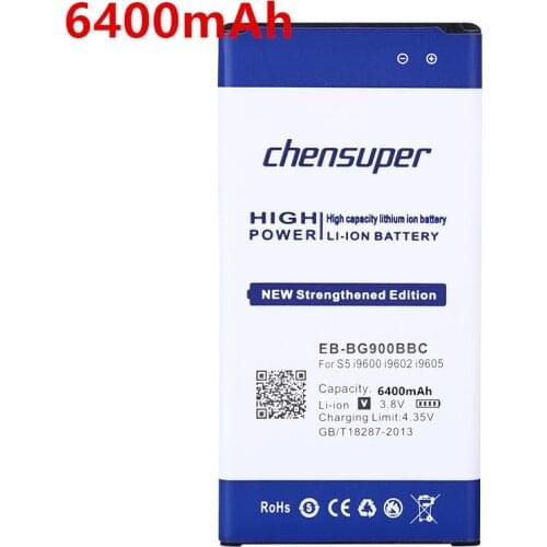 2020 new 6400mAh EB-BG900BBC Battery For Samsung S5 Battery i9600 i9602 i9605 G900F G900T G9008 G9009D G9006W G900 S 5 Battery
