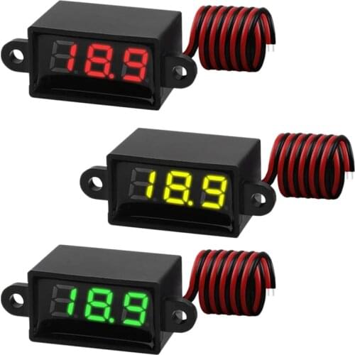 3 Pcs Voltmeter Gauge Tester,0.28 Inch 2-Wire 3.0V-30V Digital DC Waterproof Voltmeter