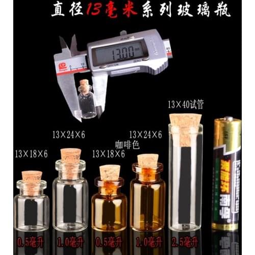 462 X 1ml Small Mini Vials Amber Clear Glass Bottles with Corks Empty Sample Jars DIY Decoration Party Wedding Jewelry Making