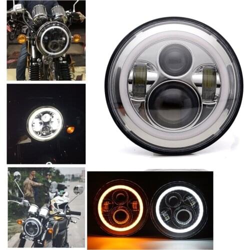 Motorcycle accessories 40W 7" Led H4 Headlight Lamp Assembly 7 Inch Halo Headlights Black/ Chrome