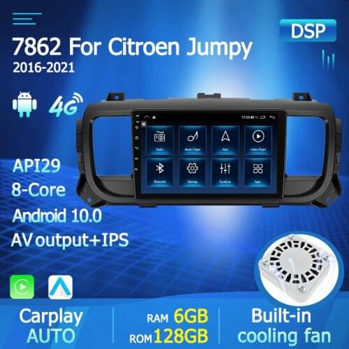 IPS 9" Screen DSP 6+128G Android10 For Citroen Jumpy 3 SpaceTourer 2016 - 2021 Car Radio Multimedia Video 2 din Stereo Carplay
