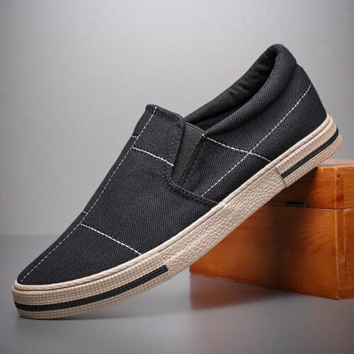 Brand khaki GRAY black LOW Men solid canvas Shoes Casual Fashion Trendy Flats lazy driver Shoes for Men Drop Shipping A31-51