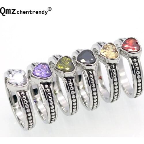 Cost price Stainless Steel Vintage Brand Heart Gem Stone Finger Women Rings Bling Iced Out Ring Fine Cubic Zirconia Jewelry Girl