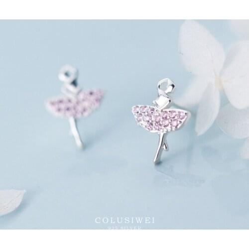 Colusiwei Stud Earrings for Women 925 Sterling Silver Cute Ballet Dancer Stud Jewelry Brincos New Design Ear Accessories