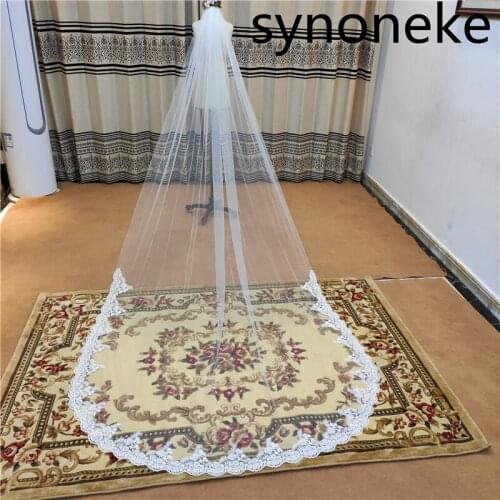 3 Meter Cathedral Wedding Veils Long Lace Edge Bridal Veil with Comb Wedding Accessories Bride Mantilla Wedding Veil