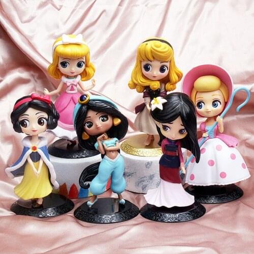 15cm Disney Princess Figure Aurora Snow White Mulan Jasmine Figurine PVC Action Figure Doll Collection Model Toys For Christmas