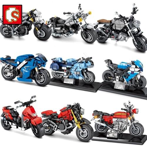 Sembo Speed Champions Motorcycle Motorbike Building Blocks DIY Model Racer Brick Toy Mountain Moto Bike Technique City Motocross
