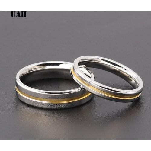UAH Fashion 4mm Glossy bright wedding ring for men male naver fade stainless steel engagement Rings Jewelry Wholesale