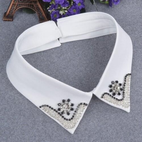 Fashion collar rhinestone patch apliques de roupa crystal rhinestone applique sew on patches for clothing para vestuario