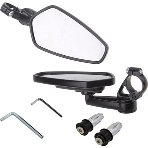 Motorcycle 20mm 7/8" Handle Bar End Rearview Side Mirrors, Universal
