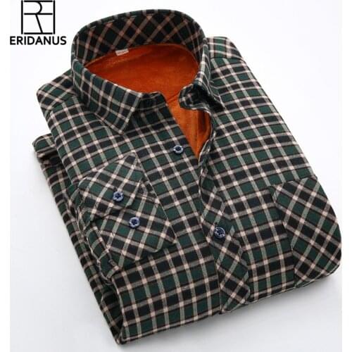 2017 New Winter Warm Mens Casual Plaid Shirt High Quality Cotton Thicker Long-sleeved Mens dress shirts Plus Size 4XL M616