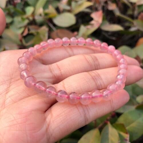 Natural Madagascar Rose Quartz Bracelet Pink Round Beads Crystal Healing Stone Women Jewelry Gift
