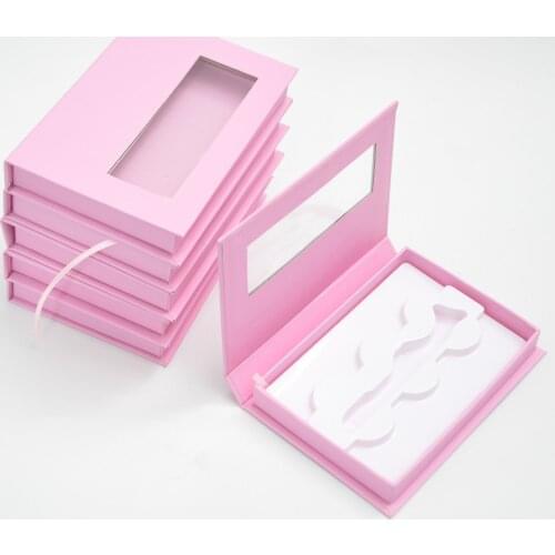 Bulk 10pcs Wholesale 3pairs Lash Book Packaging Eyelashes Box Package 25mm Mink Eyelashes Pink Storage Boxes Case Makeup Vendors