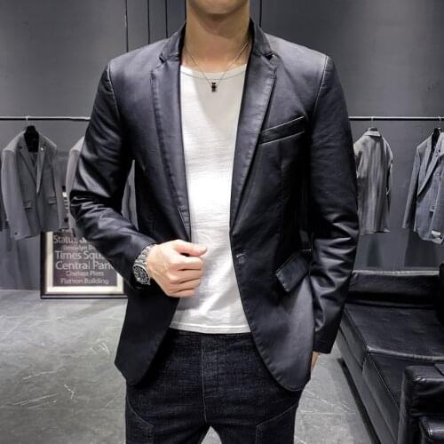 2021 Autumn New Biker Jacket for Men Mens Leather Jacket Casual Coat Men Mens Clothing Simple All-match Black Leather Jacket