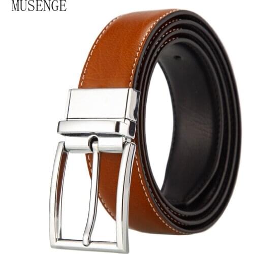 Fashion Mens Belt Jeans Luxury Genuine Leather Trouser Waist Belts Male Luxury Designer Reversible Pin Buckle for Men 2 Sides