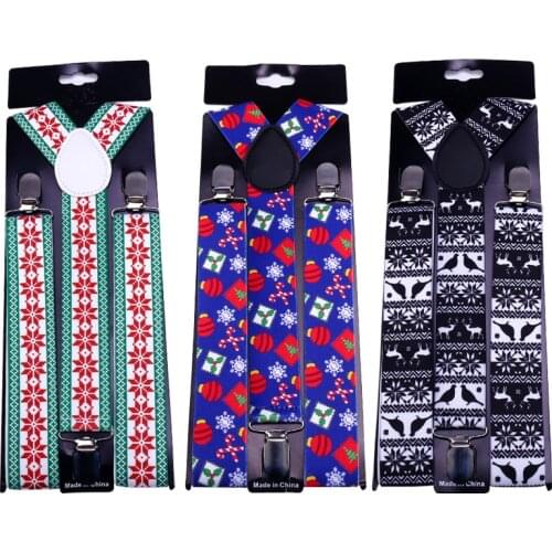 Christmas Women MenS Shirt Suspenders For Trousers Pants Holder Braces Wedding Suspender Belt Strap Gallus Gift Santa Claus Deer