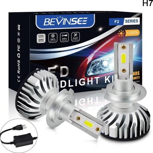 Bevinsee H7 LED Headlight 12V H4 H8 H11 HB4 HB3 Led Bulb Car 6000LM 50W 9005 9006 Headlamp Low Beam Fit Volvo V50 XC90 2004-2010