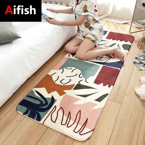 High-Grade Lamb Velvet Bedroom Bedside Mat Carpet Thick Wool Velvet Floor Mats Living Room Sofa Non-Slip Mat Blanket DZ003-4