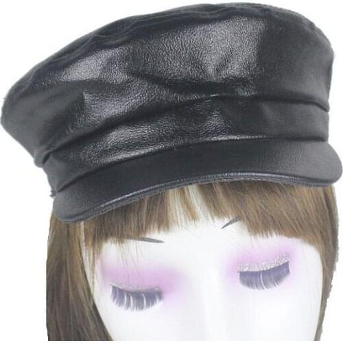Beret Female Pu Leather Flat Cap Tocas 2018 Autumn Winter Hats For Women Vintage Painter Cap Bonnet Black England Newsboy Cap
