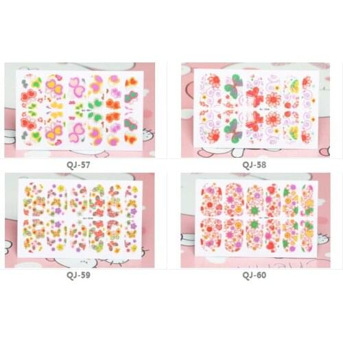 1 Pc 12 Tips Colorful Butterfly Full Cover Nail Art Sticker DIY Flower Design QJ45-60 DIY Transfer Manicure Gel Nail Decals