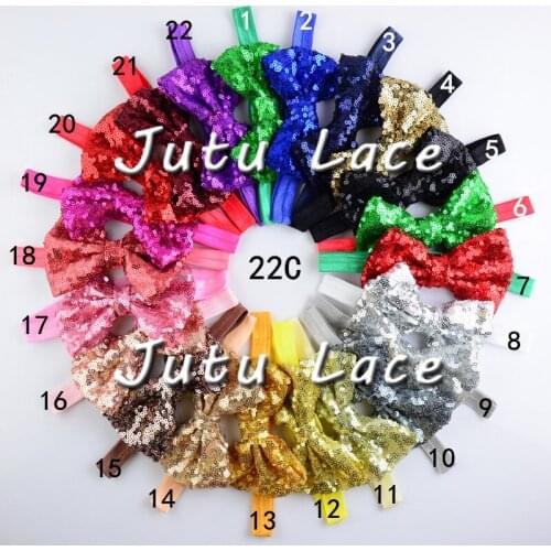 15 pcs/lot ,christmas sequin bow , sequin hair bow , messy headband bow