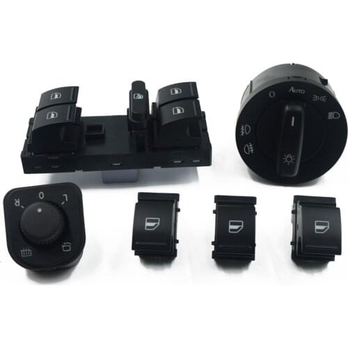 4Set Headlight Windows Mirror Switch Button 5KD 941 431B 1K0 959 565J 1K3 959 857A 1F0 959 855 For VW EOS Golf 5 6 GTI Passat CC