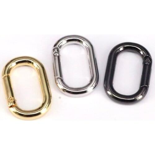 5Pcs, Metal Snap Hook Charms, Gold/Silver/Metalblak plated Pave oval shape Smooth Spring Clasps Findings