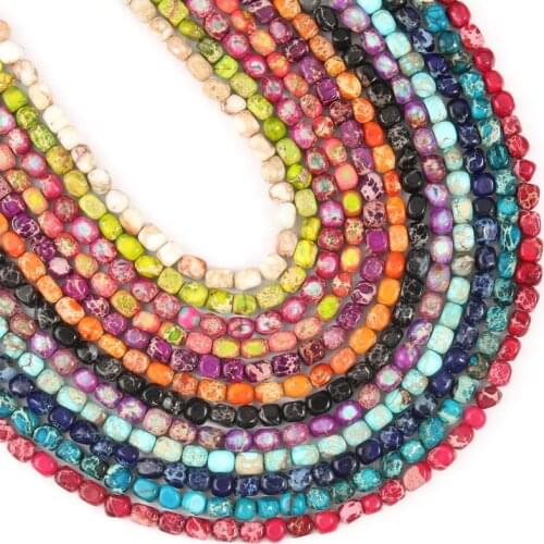 5x8mm Natural Sea Sediment Imperial Emperor Turquoises Stone Loose Spacer Beads for Jewelry Making Diy Bracelet Necklace 15 Inch