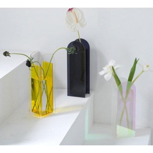 Acrylic Flower Vase For Home Decor Glass Vase Flower Terrarium Plants Table Ornaments Rustic Vase Nordic