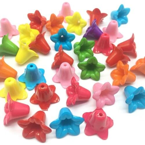 Acrylic bright colourful flowers beads for Jewelry making Morning glory necklace Headdress accessories 6*12mm 12*17mm